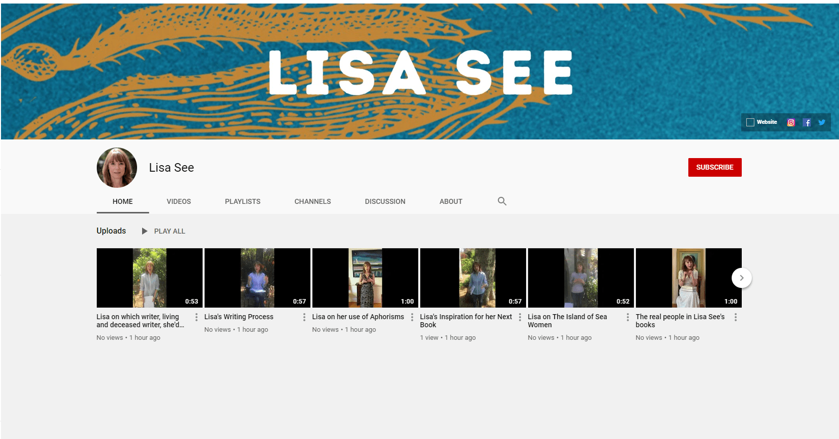 Introducing Lisa See’s Official Youtube Page